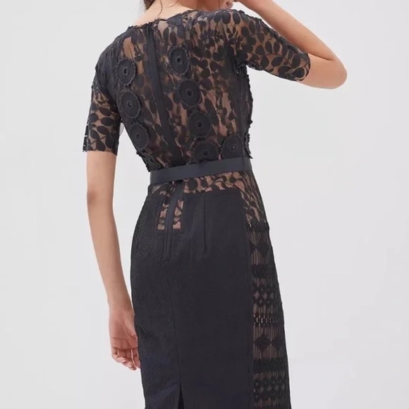 Byron Lars Beguile Carissima Black Lace Anthropologie Sheath Dress 6P - Picture 3 of 11
